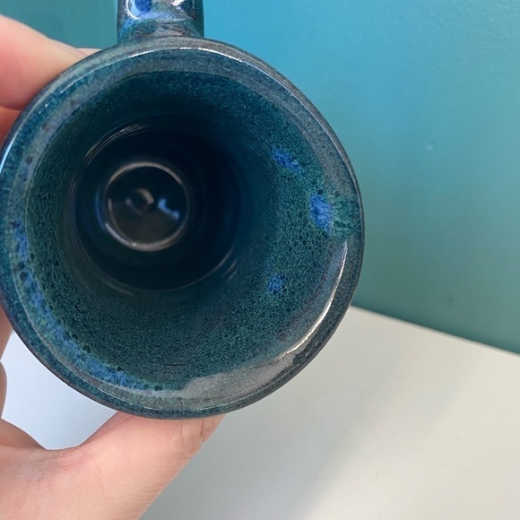 Handmade Wheel Thrown Ceramic Pottery Mug with Brilliant Blue Glaze, Great shape - Picture 8 of 11